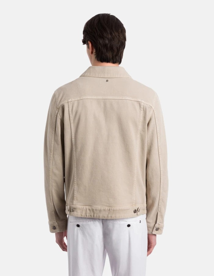Dondup Structured Beige Denim Jacket With Flap Pockets