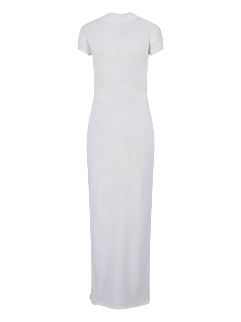 Courrèges Minimalist White Dress With Classic Cut And Subtle Tailoring