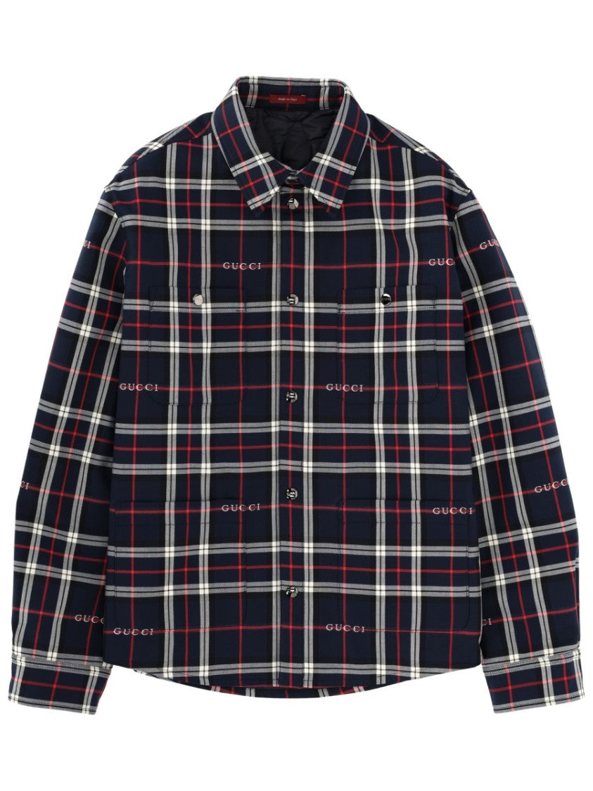 Gucci Plaid Cotton Overshirt With Integrated Logo
