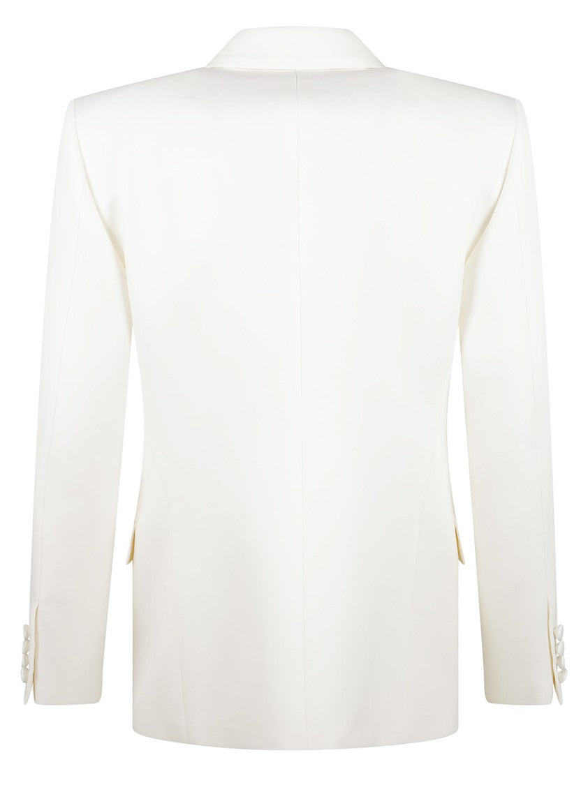 Valentino Garavani Milk-Colored Double-Breasted Jacket With Peaked Lapels