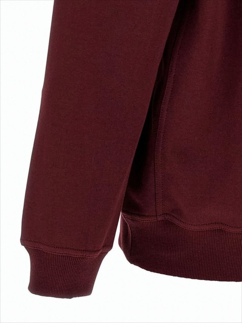 Brunello Cucinelli Burgundy Long-Sleeve Sweatshirt With Graphic Emblem And Ribbed Details