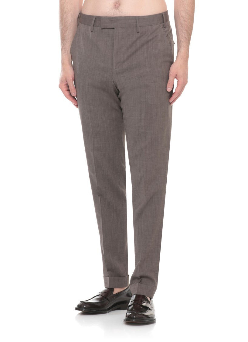 Pt Torino Brown Flap Pockets Wool Formal Pants
