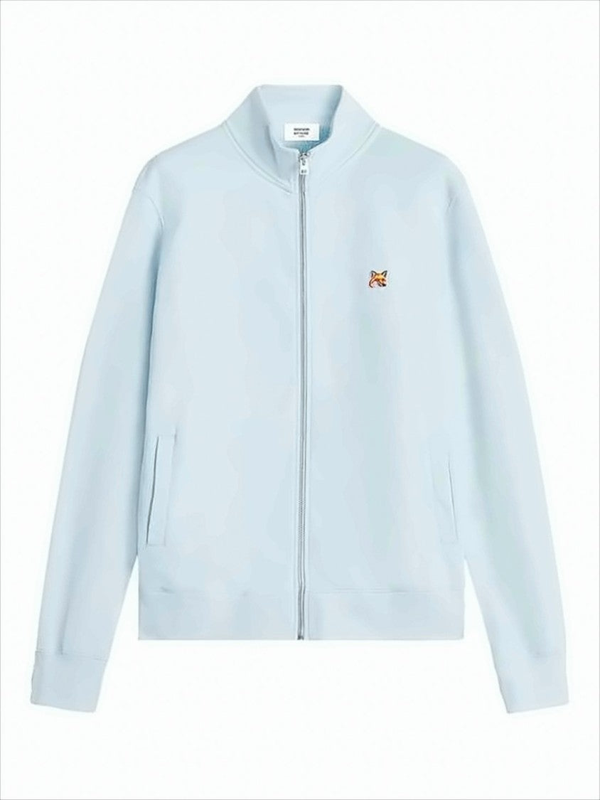 Maison Kitsuné Light Blue High-Collar Sweatshirt With Embroidered Fox Logo