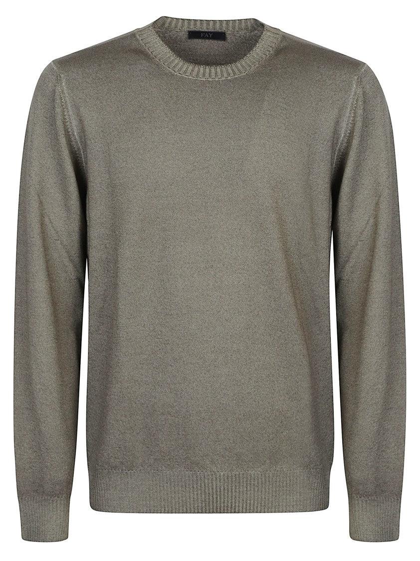 Fay Round Neck Fine Virgin Wool Sweater