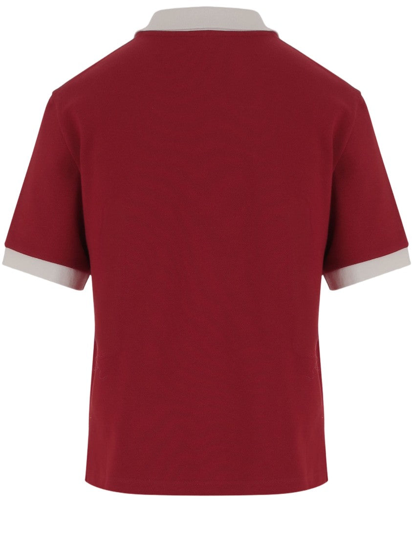 Versace Short-Sleeved Cotton Polo Shirt With Contrast Collar And Logo