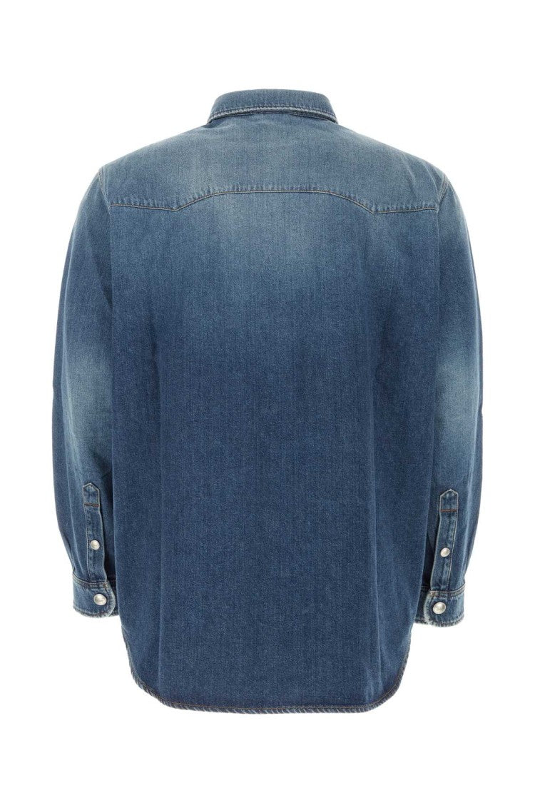 Burberry Vintage-Finish Denim Shirt With Dual Chest Pockets