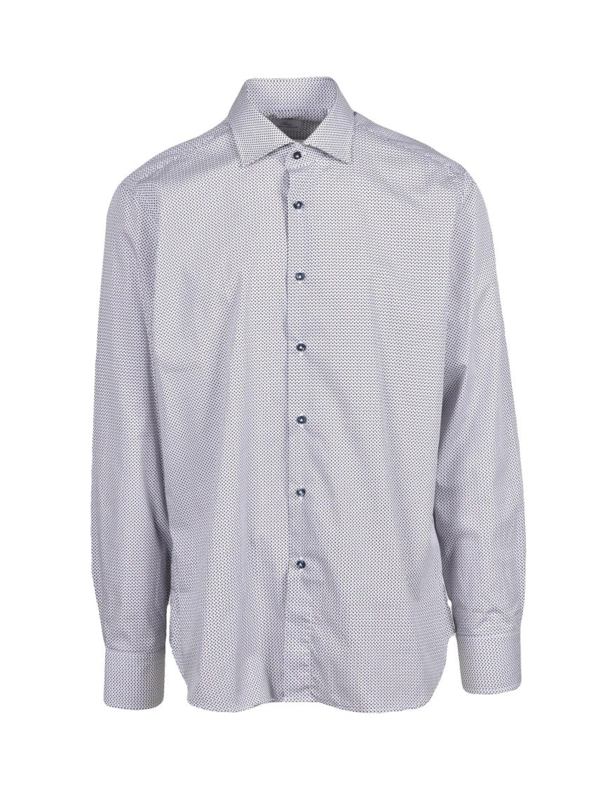 Brio Brown/Blue Geometric Print Cotton Shirt