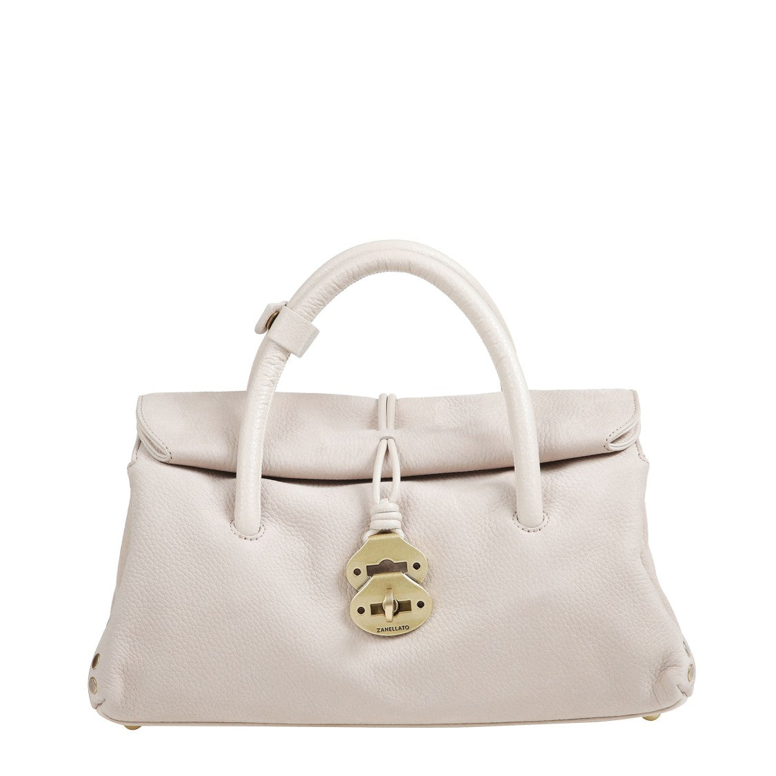 Zanellato Suede Handbag With Tubular Handles And Burnished Gold Accents