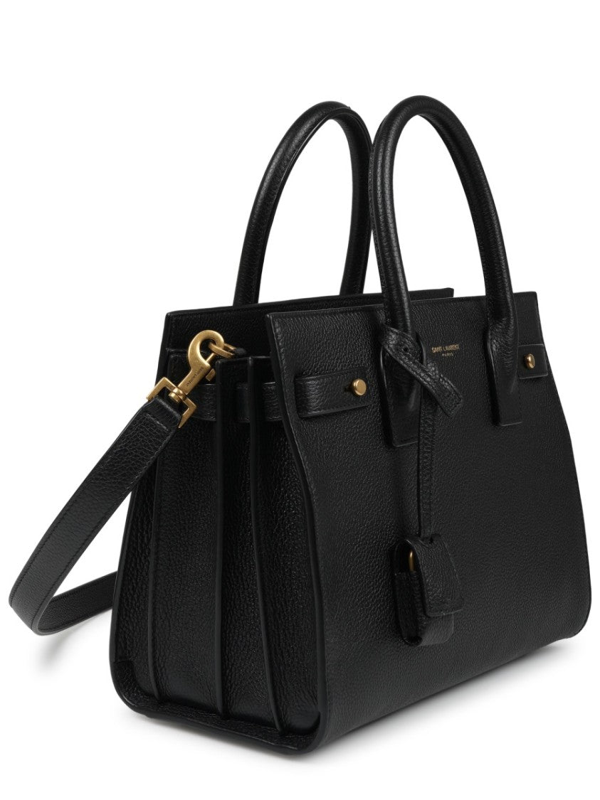 Saint Laurent Pebbled Leather Handbag With Dual Handles