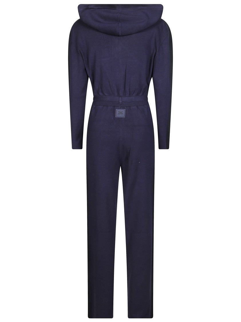 Elisabetta Franchi Hooded Belted Tricot Jumpsuit