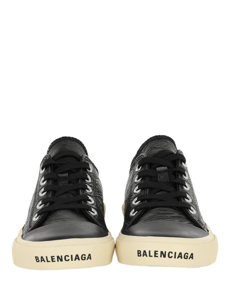 Balenciaga Pebbled Lambskin Low-Top Sneakers With Worn Sole Design