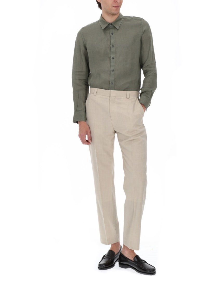 120% Lino Relaxed Linen Button-Down Casual Shirt