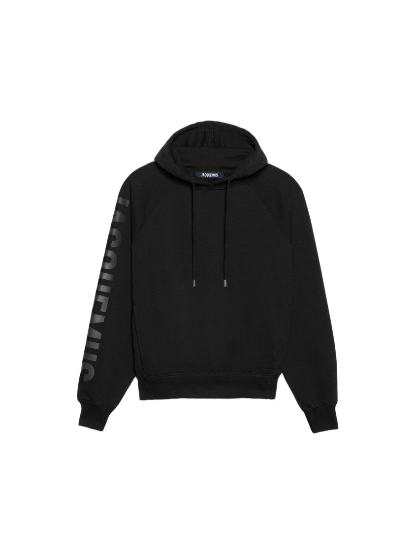 Jacquemus Relaxed Fit Black Hoodie With Drawstring