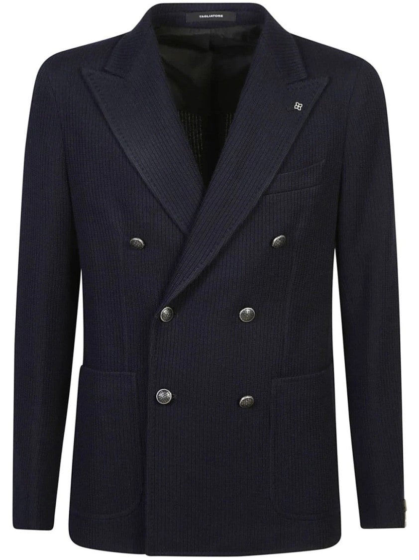 Tagliatore Double-Breasted Men's Jacket With Ribbed Texture