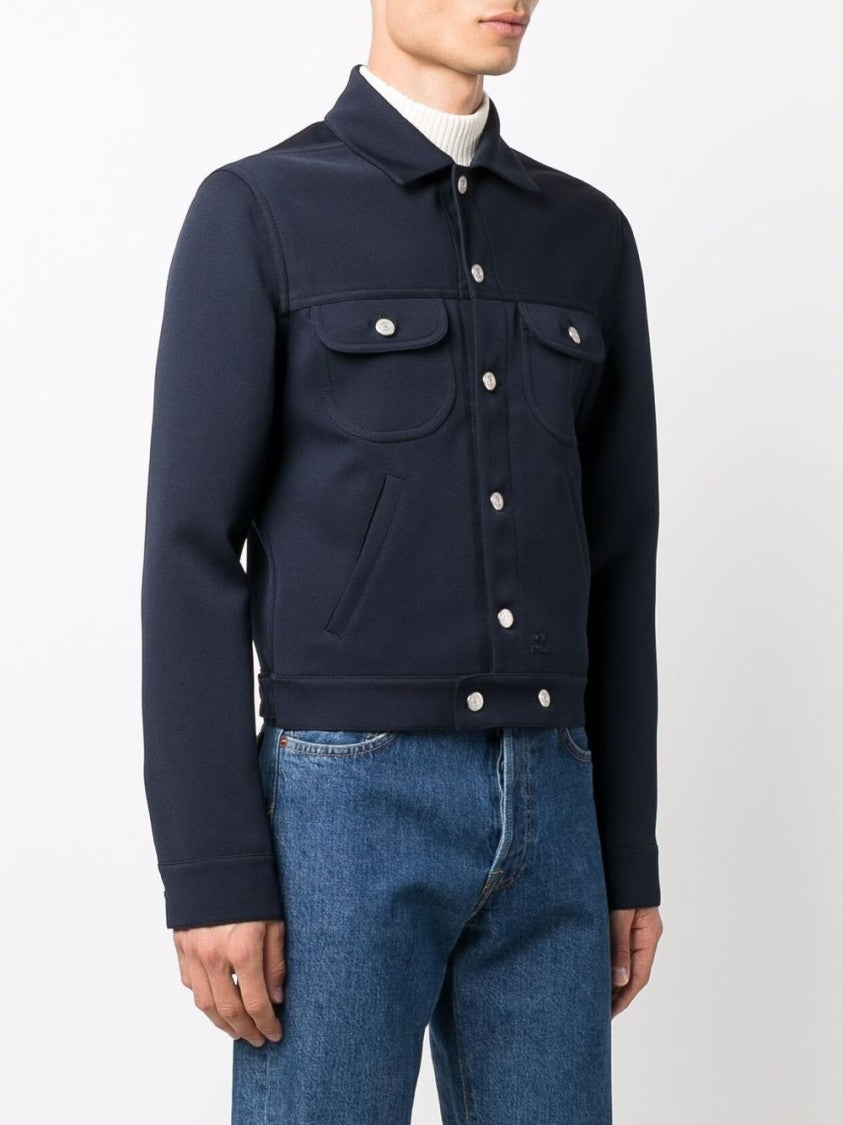 Courrèges Navy Blue Cotton Flap Pocket Jacket