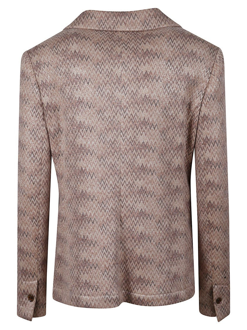 Mason's Beige Tailored Jacket With Zigzag Pattern