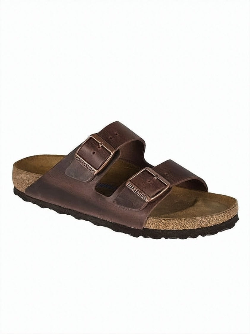 Birkenstock Classic Two-Strap Brown Leather Sandal With Adjustable Buckles