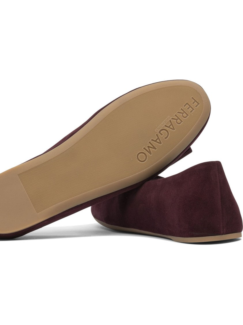 Ferragamo Bordeaux Leather Ballerinas