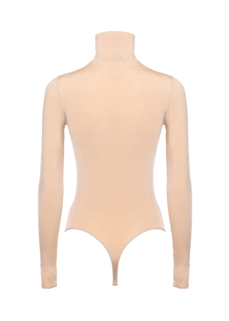 Wolford Form-Fitting Beige Bodysuit With High Neck