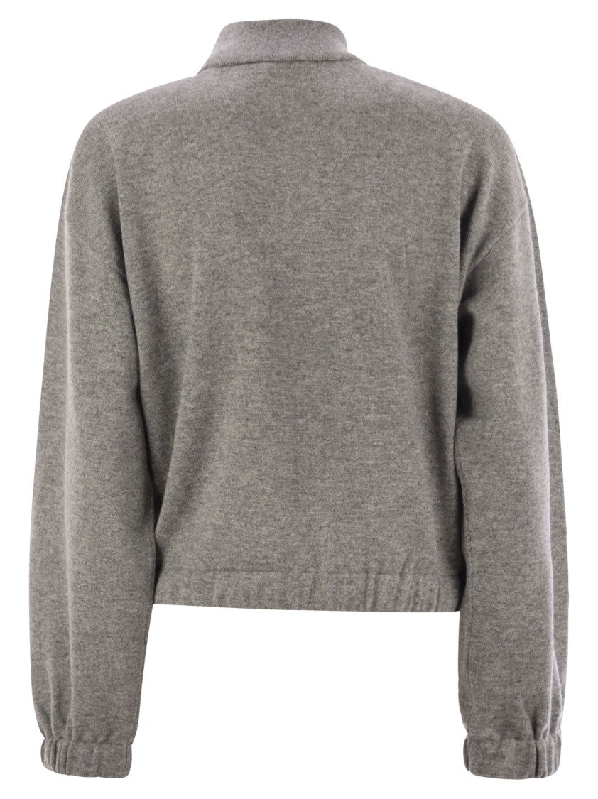 Fabiana Filippi Bomber Jacket In Platinum With Ball Pins