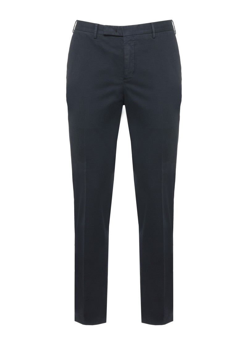 Pt Torino Blue Tailored Cotton Straight-Leg Pants