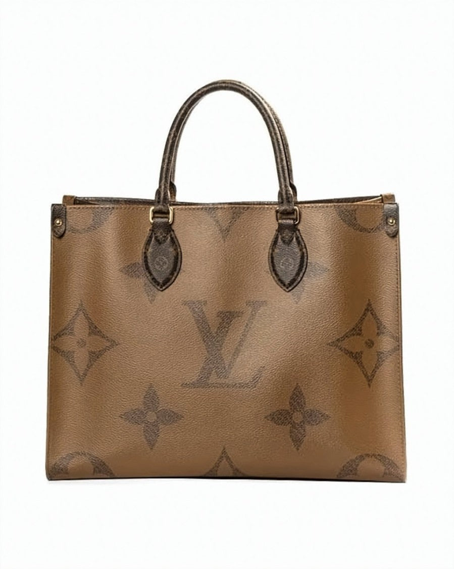 Louis Vuitton Brown Onthego Mm Reverse Monogram Canvas Tote Bag