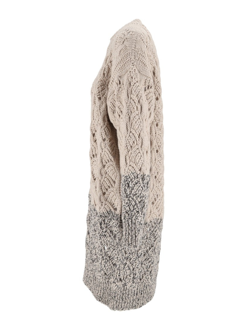 Fabiana Filippi Openwork Knit Bicolor Band Bomber Jacket