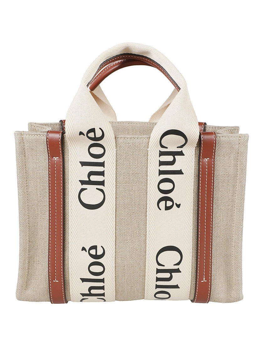 Chloé Structured Tote Bag With Textured Linen Fabric
