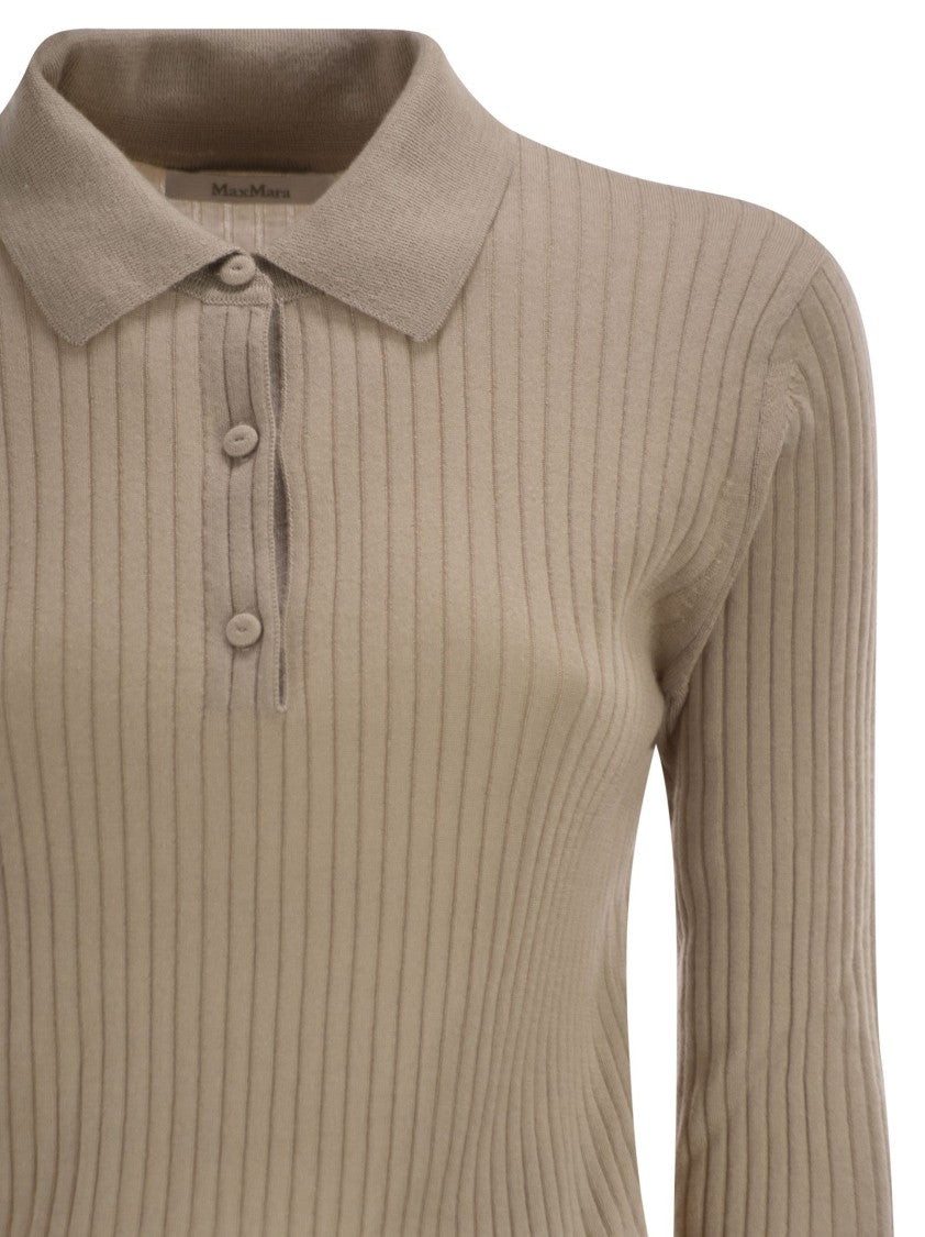 Max Mara Mxpgitano - Ribbed Knit Polo Shirt
