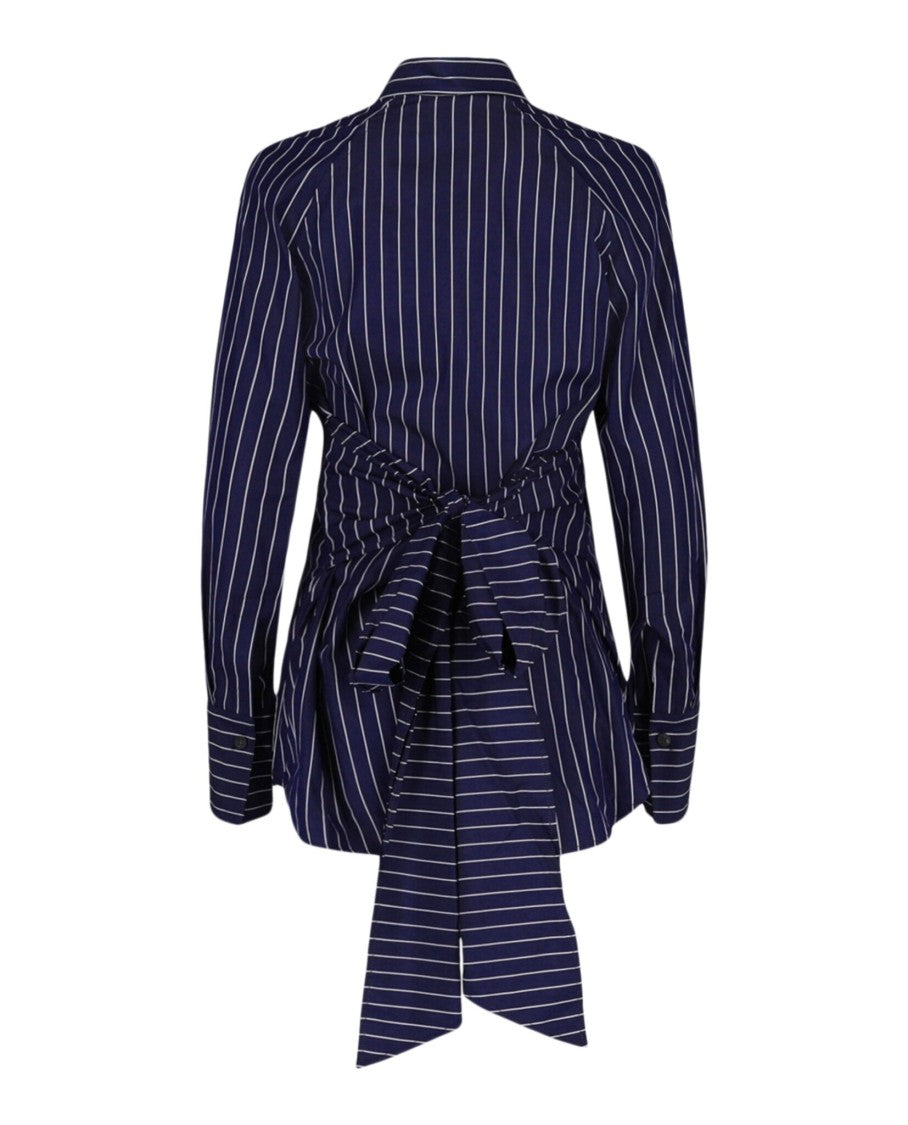 Ferragamo Pinstriped Tie-Back Dress Shirt