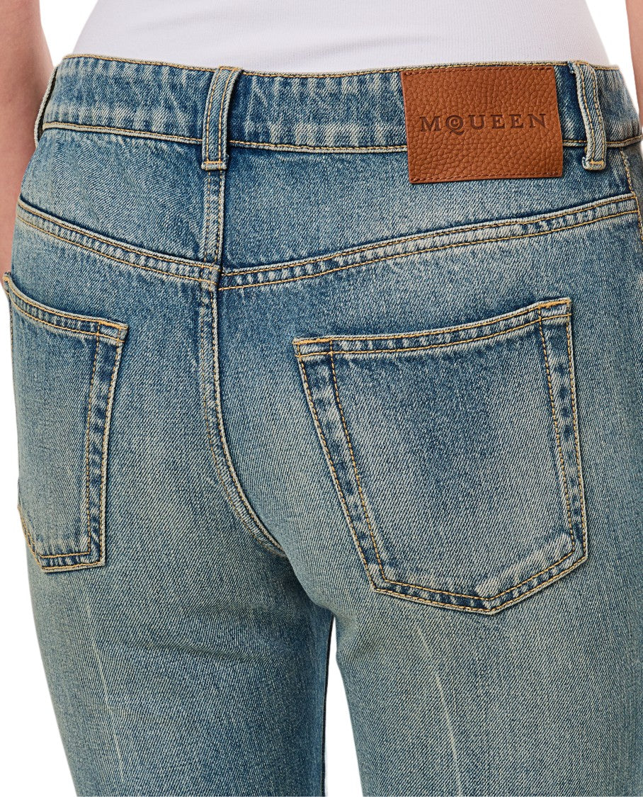Alexander Mcqueen Faded Blue Flared Jeans With Classic Five-Pocket Design