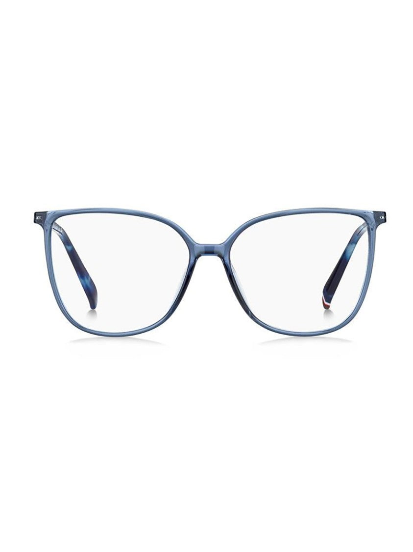 Tommy Hilfiger Translucent Blue Rectangular Sunglasses With Metallic Temples