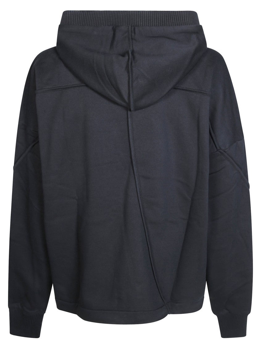 Thom Krom Relaxed Fit Black Hoodie With Unique Diagonal Seam Detail
