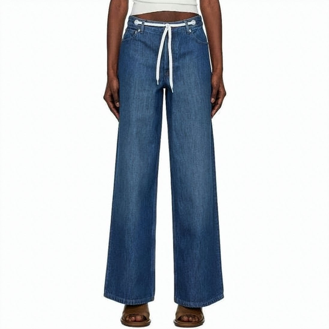 A.P.C. Wide-Leg Denim Pants With High Waist And Drawstring Detail