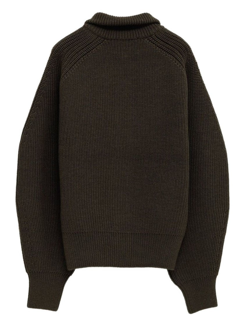 Jacquemus Zippered Green Merino Wool Sweater