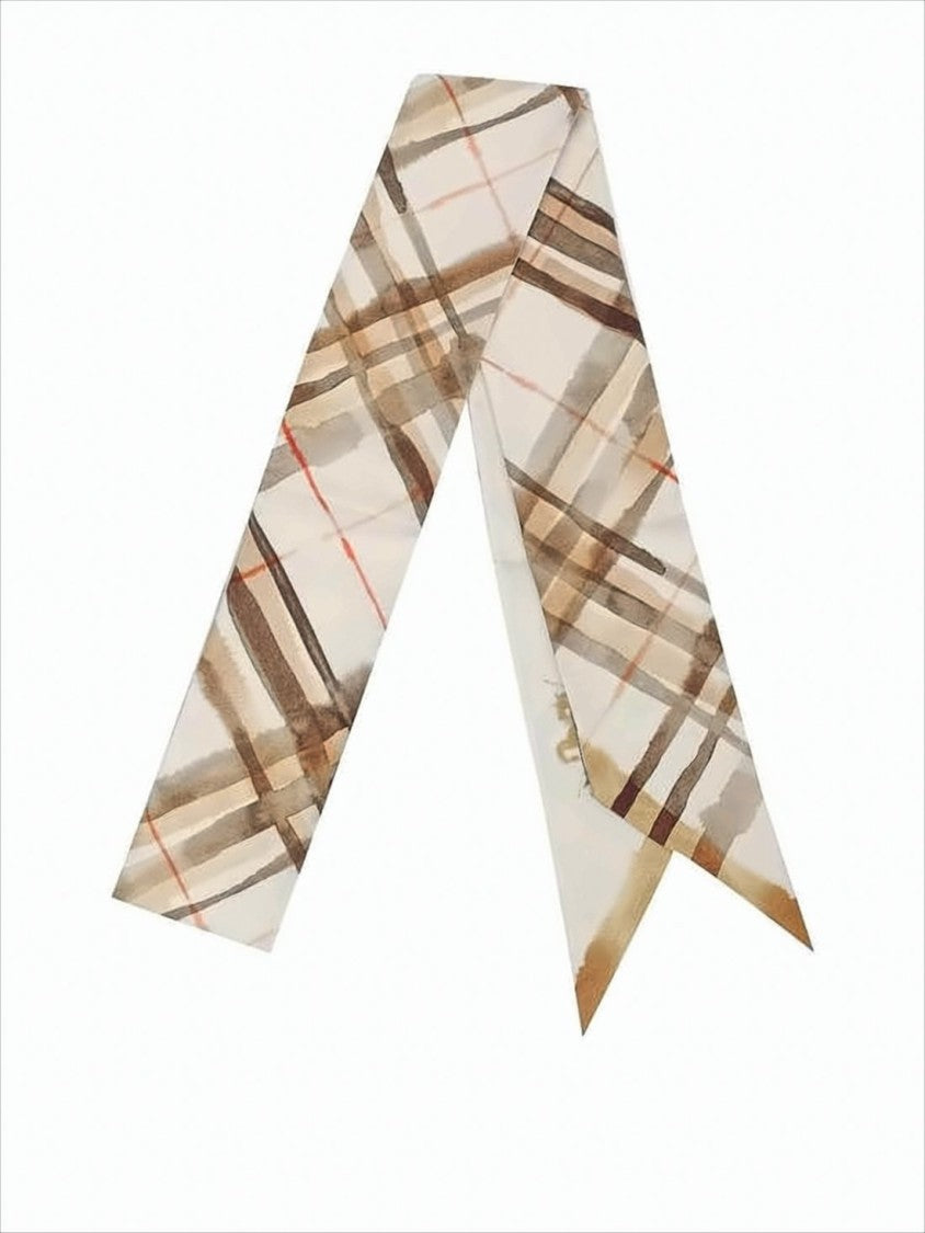 Burberry Silk Scarf With Watercolor-Inspired Plaid Pattern