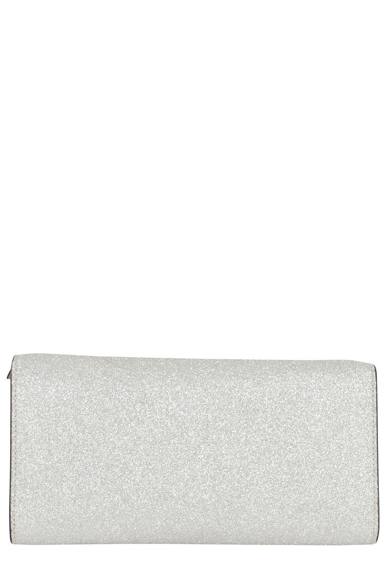 Jimmy Choo Emmie Platinum Glitter Leather Clutch