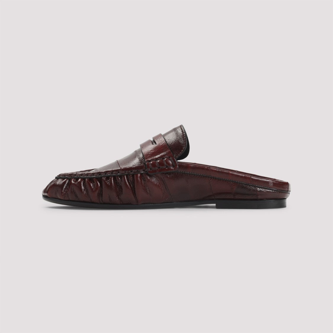 Saint Laurent Burgundy Leather Slip-On Loafers With Subtle Metallic Detail
