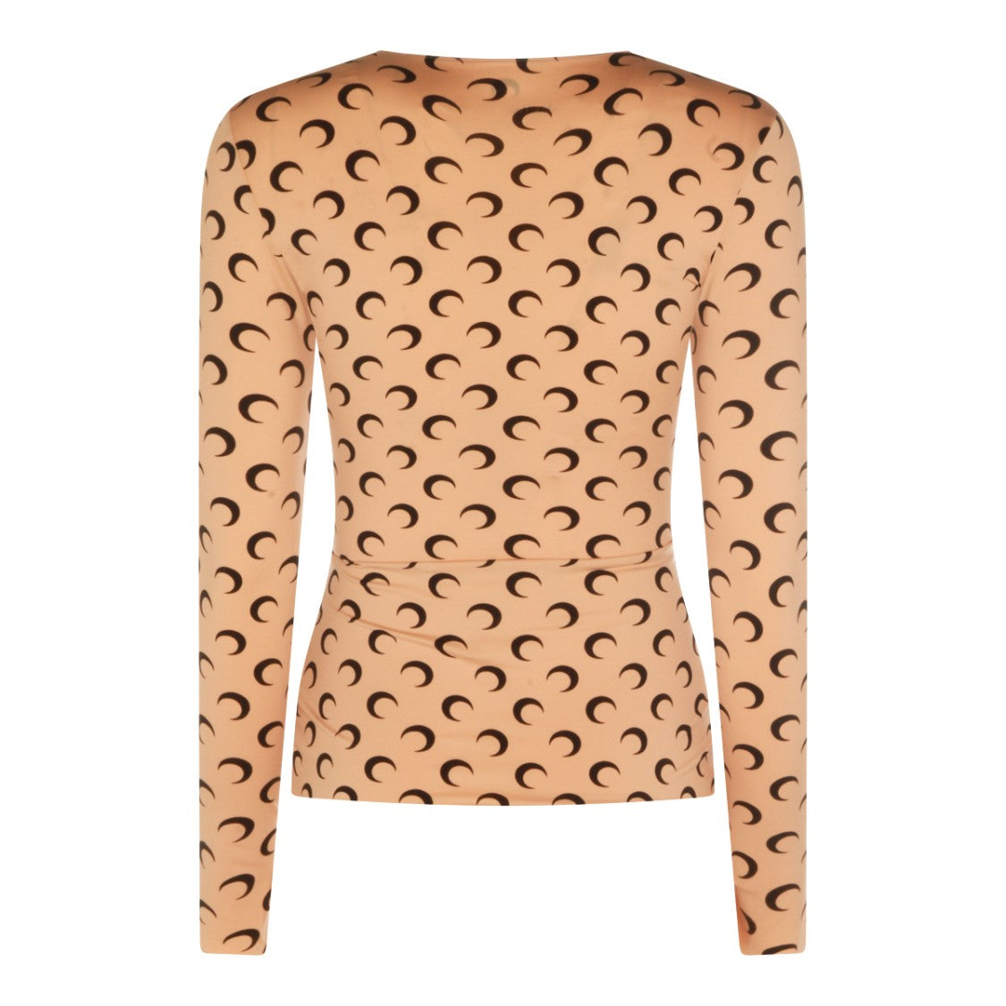 Marine Serre Beige Long-Sleeved Top With All-Over Crescent Moon Print