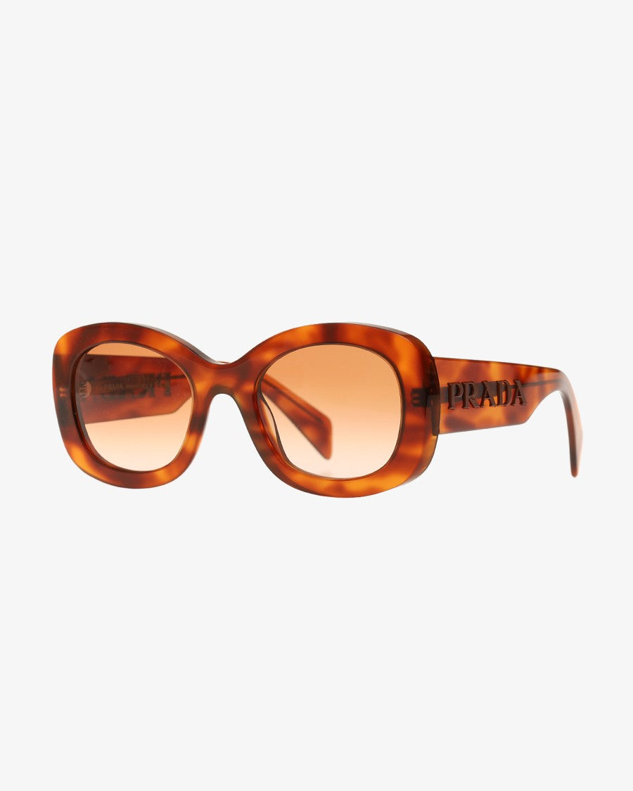 Prada Cognac Tortoise Oval Frame Sunglasses