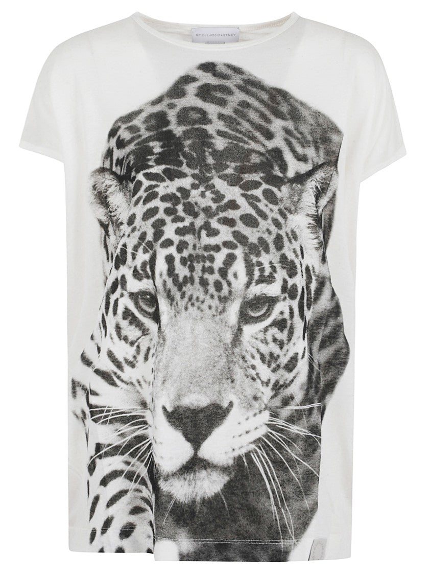 Stella Mccartney Leopard Face Print Short-Sleeved T-Shirt With Relaxed Fit