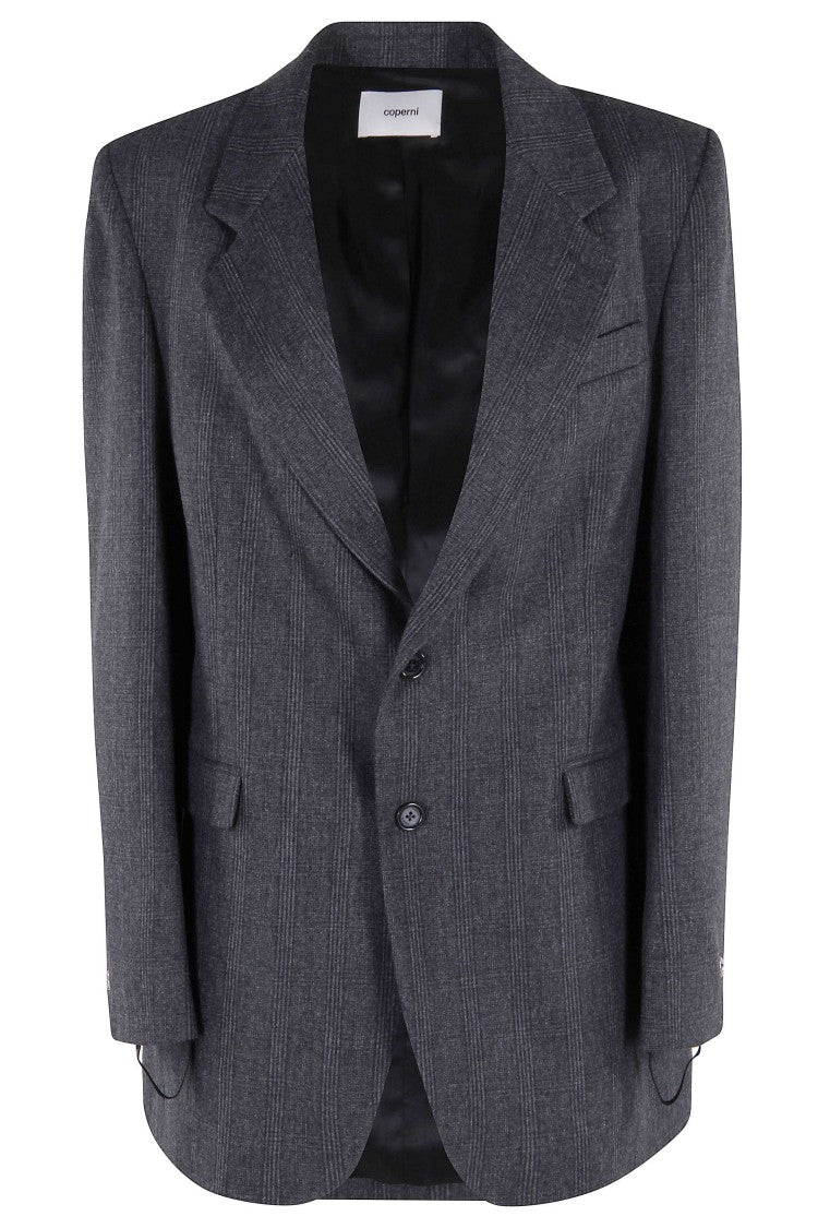 Coperni Gray Wool Blazer With Check Pattern