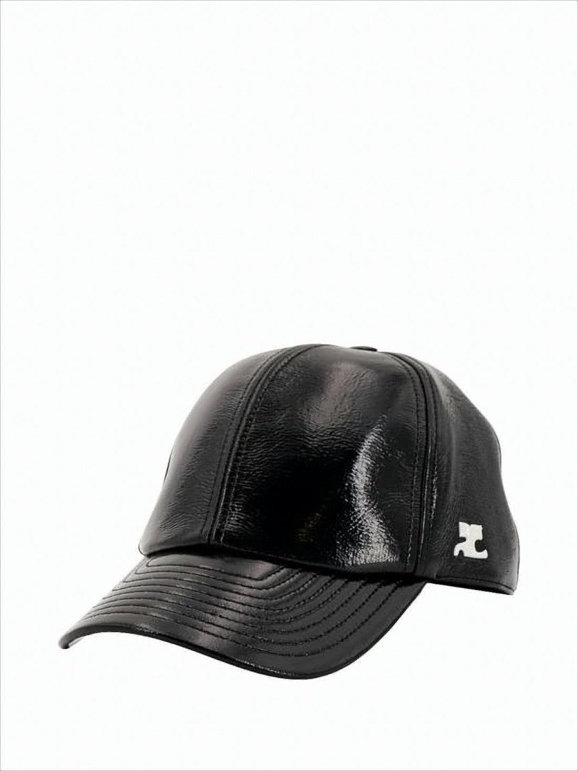 Courrèges Structured Black Cap With Curved Brim