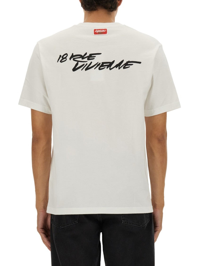 Kenzo Graphic Print Cotton T-Shirt With Artistic Accents