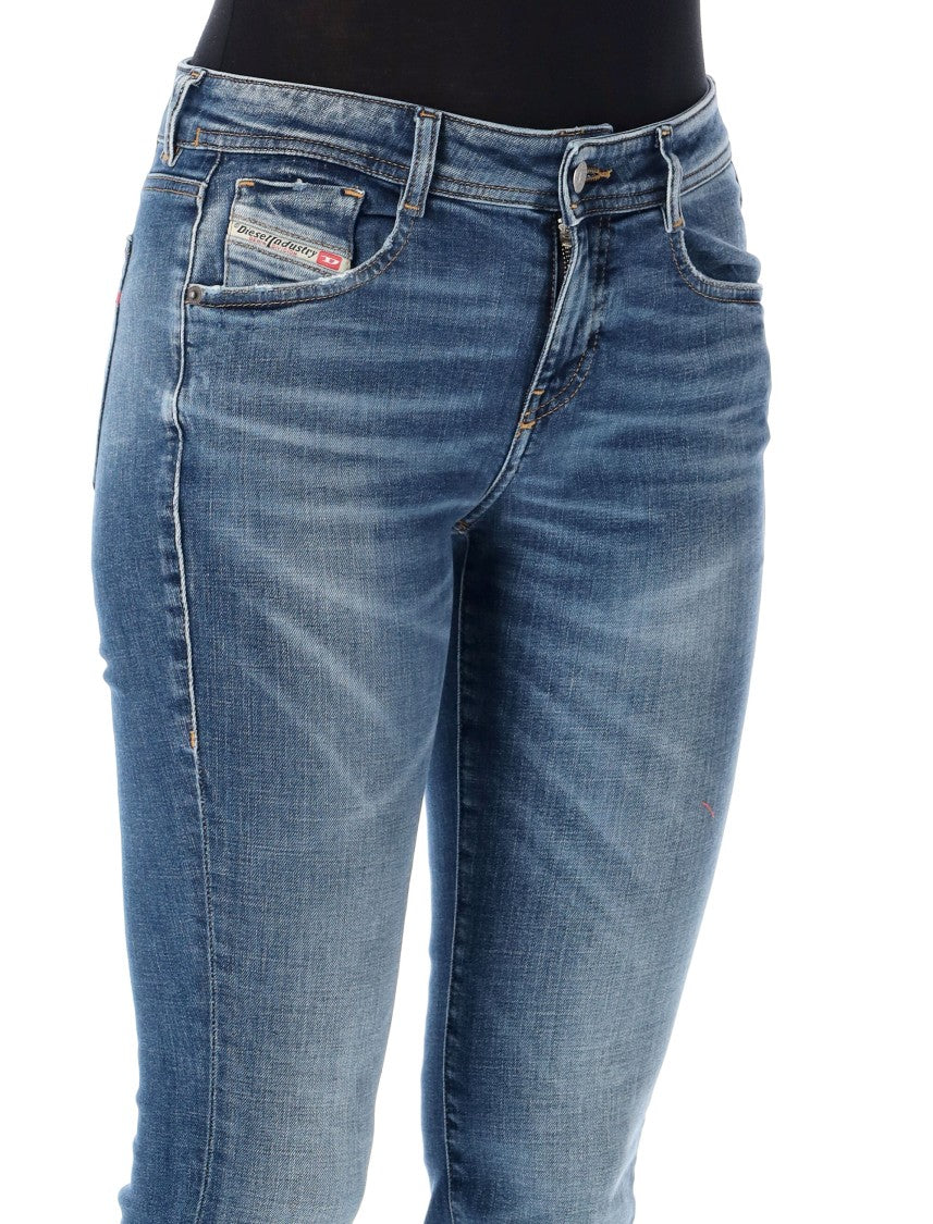 Diesel Mid-Rise Flared Denim Jeans With Vintage Wash