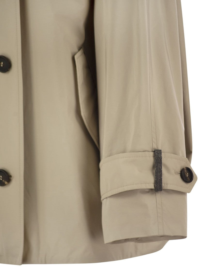 Brunello Cucinelli Techno Cotton Caban With Precious Detail