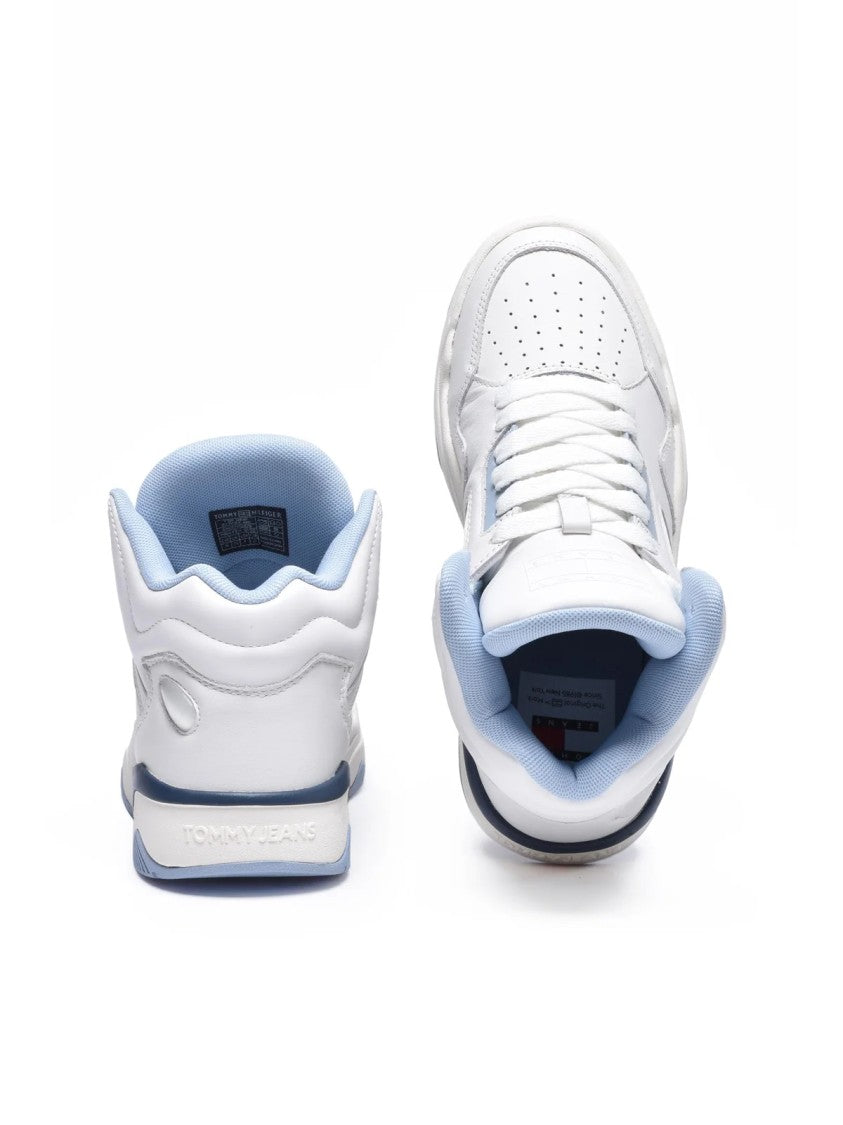 Tommy Jeans White Light Blue High-Top Sneakers