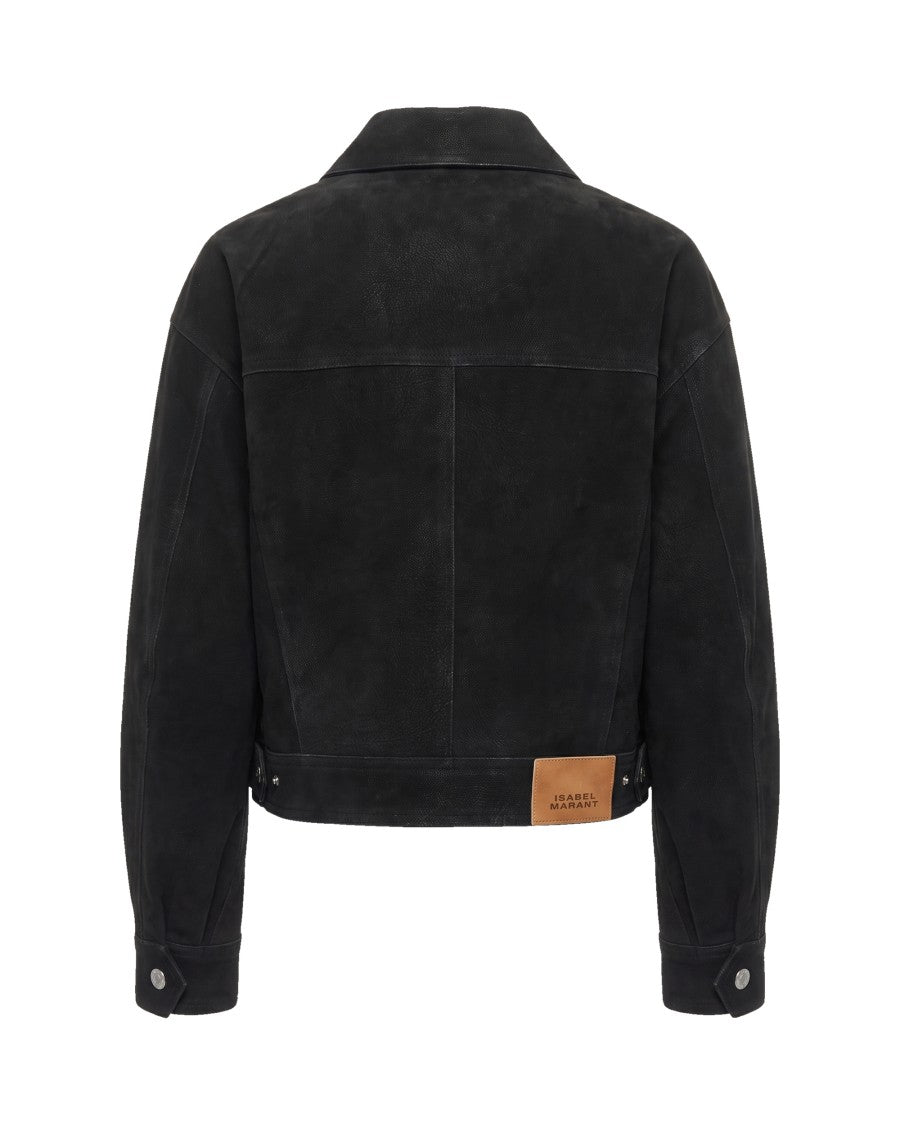 Isabel Marant Étoile Belma Black Cropped Worn-Effect Faux Suede Jacket