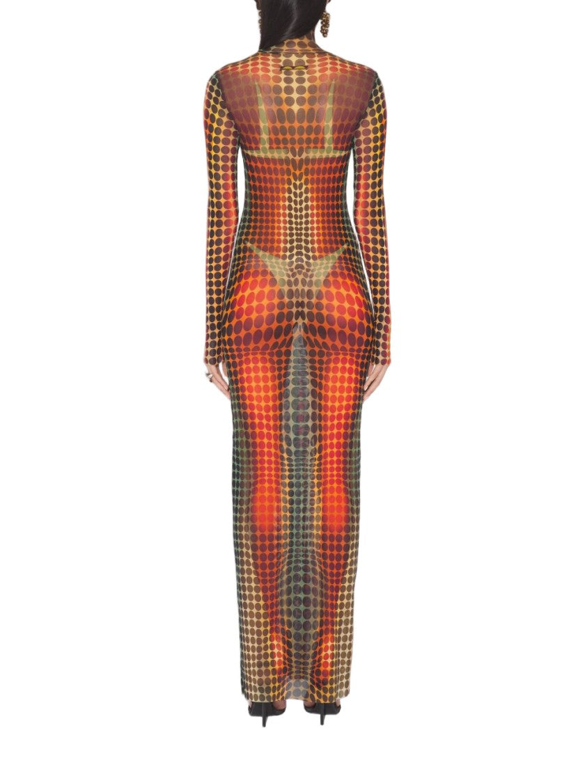Jean Paul Gaultier Multicolour Silk And Nylon Midi Dress