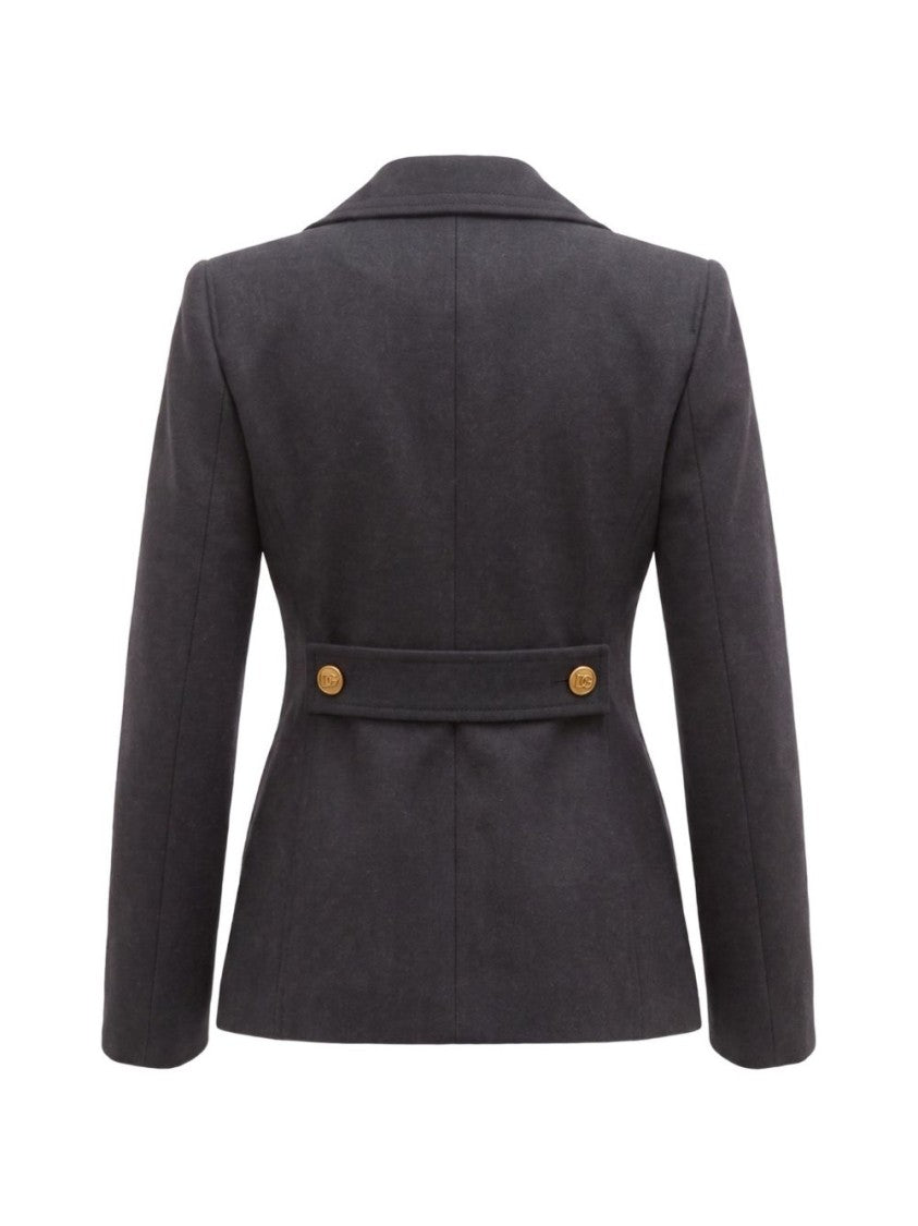 Dolce & Gabbana Tailored Gold Button Double-Breasted Peacoat